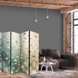 Paravent - Fish and Diverse Vegetation - A Group of Fish in Pastel Muted Colors Among Oceanic Vegetation