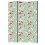 Paravent - Fish and Japanese Pattern - Koi Fish in Orange-Cream Colors on a Green-Mint Background with an Oriental Pattern