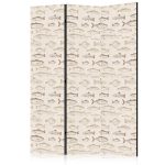 Paravent - Fish in Beige Tones - Various Species of Fish in Beige-Brown Colors Presented in Vintage Style on a Light Background