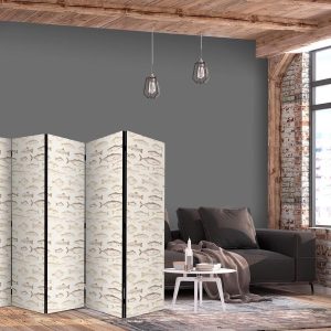 Paravent - Fish in Beige Tones - Various Species of Fish in Beige-Brown Colors Presented in Vintage Style on a Light Background