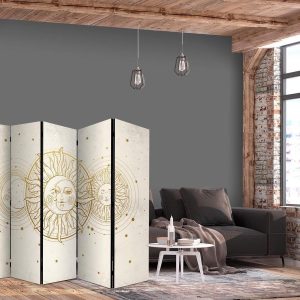 Paravent - Golden Sun and Moon - Artistic Retro Style Illustration