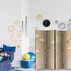 Paravent - Holiday Sky - A Rainbow on a Sunny Day and Flying Birds