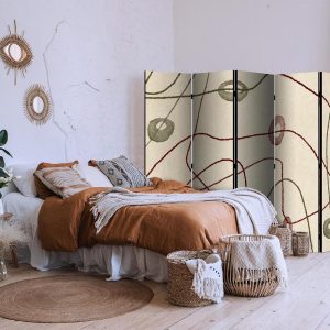 Paravent - Labyrinth with Beads - Minimalist Abstraction on a Worn Background