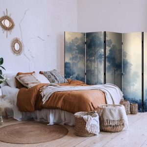 Paravent - Landscape With Trees in Illustration Style Fairy Blue Forest