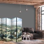 Paravent - Landscape with Green Fields and Trees - Tuscan Sunny View