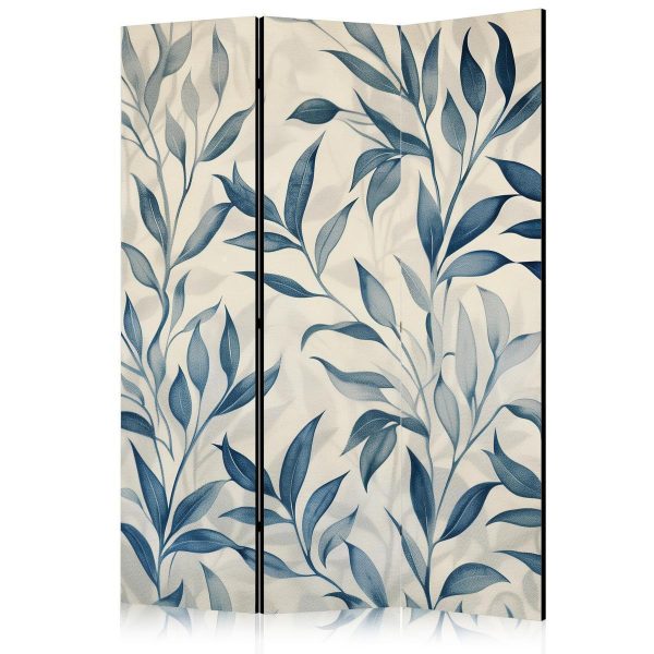 Paravent - Leaves in Blue Colors - Delicate Botanical Motif Paravent - Leaves in Blue Colors - Delicate Botanical Motif