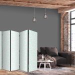 Paravent - Minimalist Fish - Fishes With Grey Dots Against a Crystal Sheet of Water in Mint Green Colors