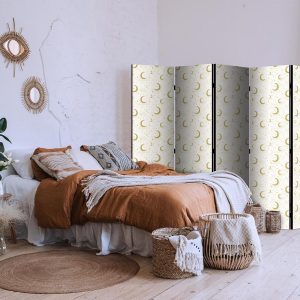 Paravent - Moonlit Nights - Delicate Moons and Clouds in Warm Tones