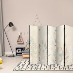 Paravent - Morning in the Meadow - Various Pastel Plants on a Beige Background