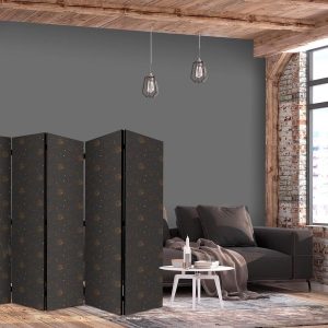 Paravent - Night Sky - Artistic Composition of Suns and Planets on a Black Background