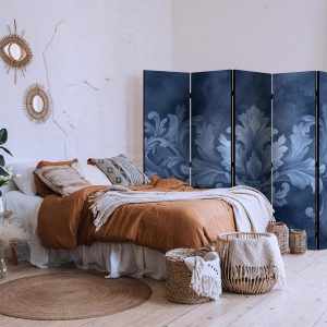 Paravent - Ornament in Blue and Cool Colors Dark Blue Decoration