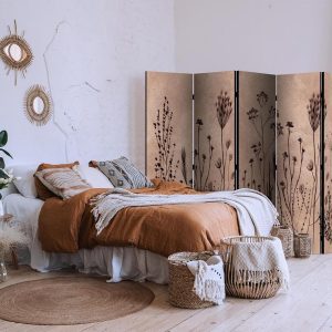 Paravent - Plant Vintage - Delicate Field Flowers on a Background in Lime Wash Technique