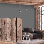 Paravent - Plant Vintage - Delicate Field Flowers on a Background in Lime Wash Technique