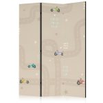 Paravent - Race - Colorful Cars on a Road on a Beige Background with Stars