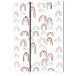 Paravent - Rainbows and Clouds - Rainbows of Various Sizes in Muted Colors Among Rain Clouds in a Pale Blue Shade