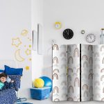 Paravent - Rainbows and Clouds - Rainbows of Various Sizes in Muted Colors Among Rain Clouds in a Pale Blue Shade