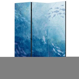 Paravent - Schools of Fish - Luminous Clusters of Fish in Blue Hues Amidst the Sea Depths