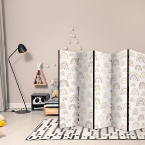 Paravent - Spring - Pastel Rainbows on a Rainy Day with Hearts