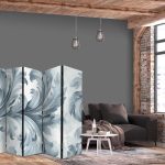 Paravent - Stone Baroque Ornaments in Light Shades of Gray and Blue