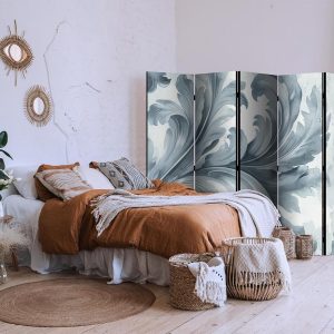 Paravent - Stone Baroque Ornaments in Light Shades of Gray and Blue