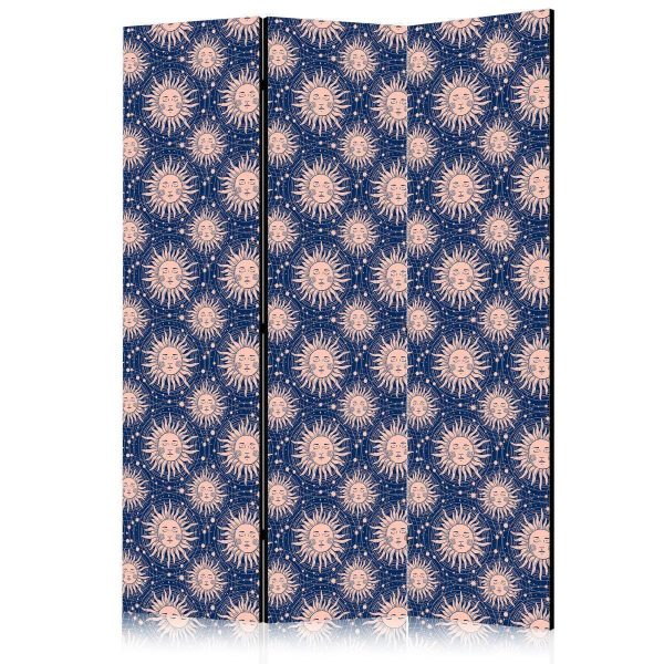 Paravent - Sunny Patterns - Repeating Sun Motif on a Navy Background Paravent - Sunny Patterns - Repeating Sun Motif on a Navy Background