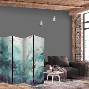 Paravent - Three Schools of Fish - Fish in Muted Colors Swimming in Groups in Oceanic Depths