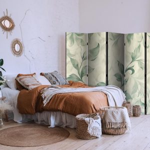 Paravent - Watercolor Botanical Motif - Delicate Green-Beige Leaves