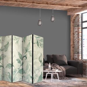 Paravent - Watercolor Botanical Motif - Delicate Green-Beige Leaves