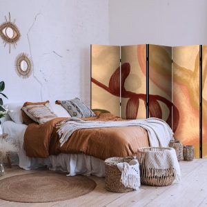 Paravent - Worn Figures - Shapes in Lime Wash Technique in Warm Colors