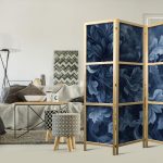 Paravent japonais - Abstract Ornaments - Dark Blue Victorian Leaves