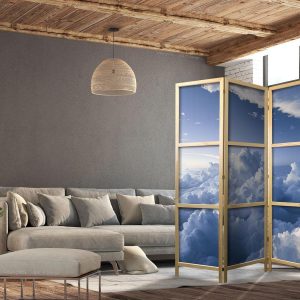 Paravent japonais - Aerial Landscapes: Rays Illuminating Fluffy Cloud Formations