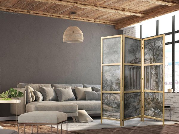 Paravent japonais - Antique Landscape - Greek Temple on a Hill Among Lush Vegetation