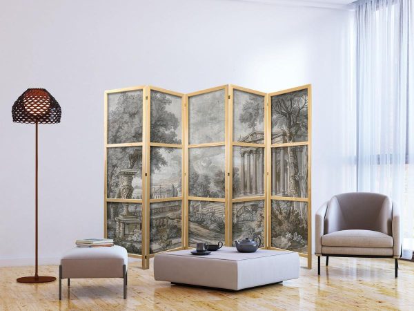 Paravent japonais - Antique Landscape - Greek Temple on a Hill Among Lush Vegetation