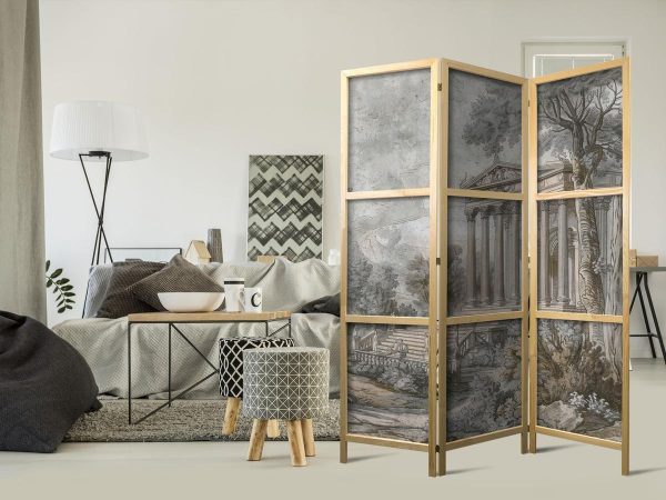 Paravent japonais - Antique Landscape - Greek Temple on a Hill Among Lush Vegetation Paravent japonais - Antique Landscape - Greek Temple on a Hill Among Lush Vegetation