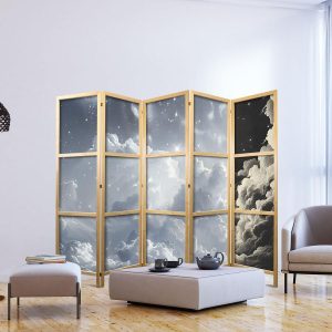 Paravent japonais - Astral Calm: Stars Scattered Over Delicate Clouds
