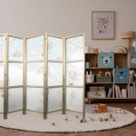 Paravent japonais - Balloons in the Sky - Balloons in pastel colors flying through a cloudy sky - among rainbows and stars