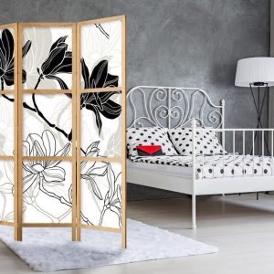 Paravent japonais - Black and White Flowers I