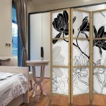 Paravent japonais - Black and White Flowers I