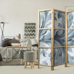 Paravent japonais - Botanical Motif with Leaves and Vines in Sandy Colors