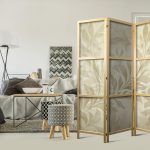 Paravent japonais - Botanical Motif with Leaves and Vines in Sandy Colors