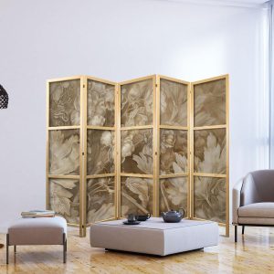 Paravent japonais - Carved Baroque Ornaments - Rich Composition in Sepia Colors