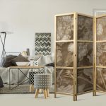 Paravent japonais - Carved Baroque Ornaments - Rich Composition in Sepia Colors