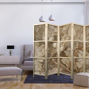 Paravent japonais - Carved Baroque Ornaments - Rich Composition in Sepia Colors