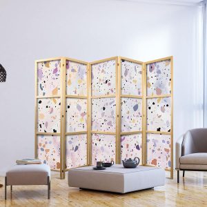 Paravent japonais - Confetti-Style Terrazzo - Purple-Pink - Colorful Pattern