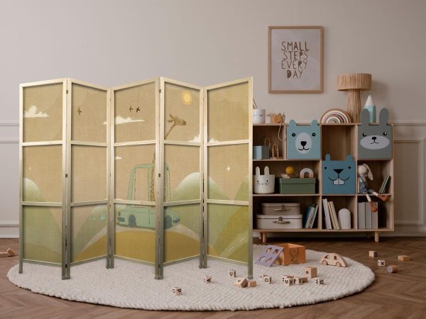 Paravent japonais - Dreamy Traveler - Giraffe driving a car on a beautiful sunny day Paravent japonais - Dreamy Traveler - Giraffe driving a car on a beautiful sunny day