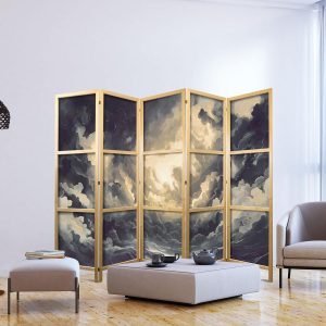 Paravent japonais - Epic Light Play: The Sun Battling for Dominance Over the Clouds