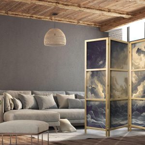 Paravent japonais - Epic Light Play: The Sun Battling for Dominance Over the Clouds