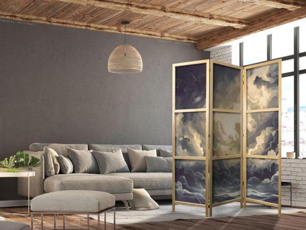 Paravent japonais - Epic Light Play: The Sun Battling for Dominance Over the Clouds