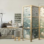 Paravent japonais - Fish and Diverse Vegetation - Grouping of Fish in Pastel Subdued Colors Among Oceanic Vegetation