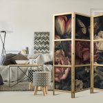 Paravent japonais - Floral Illustration - Magnificent Flower Buds on a Turquoise Background